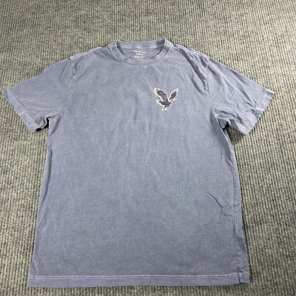 American Eagle Mens Super Soft Graphic T-Shirt Blue‎ M Standard Fit 1977 NYC USA